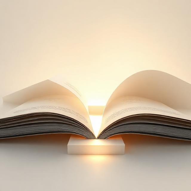 Learning reimagined abstract — unfolding pages and light paths, monochrome with warm gold accents