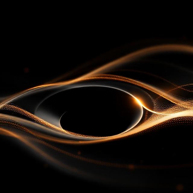 Media — waveforms and ripples with warm gold accents, minimal